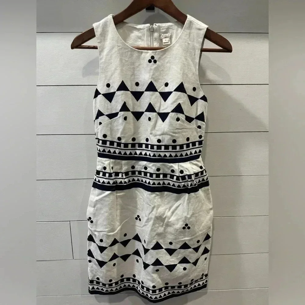 J. Crew White Geometric Dress- size 0